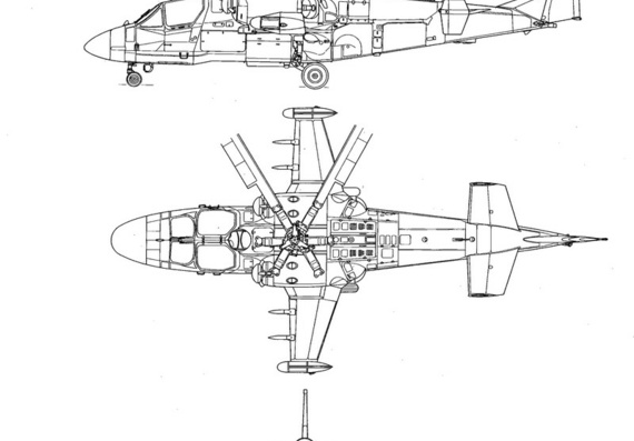 Камов Ка-52 Аллигатор чертежи (рисунки) самолета